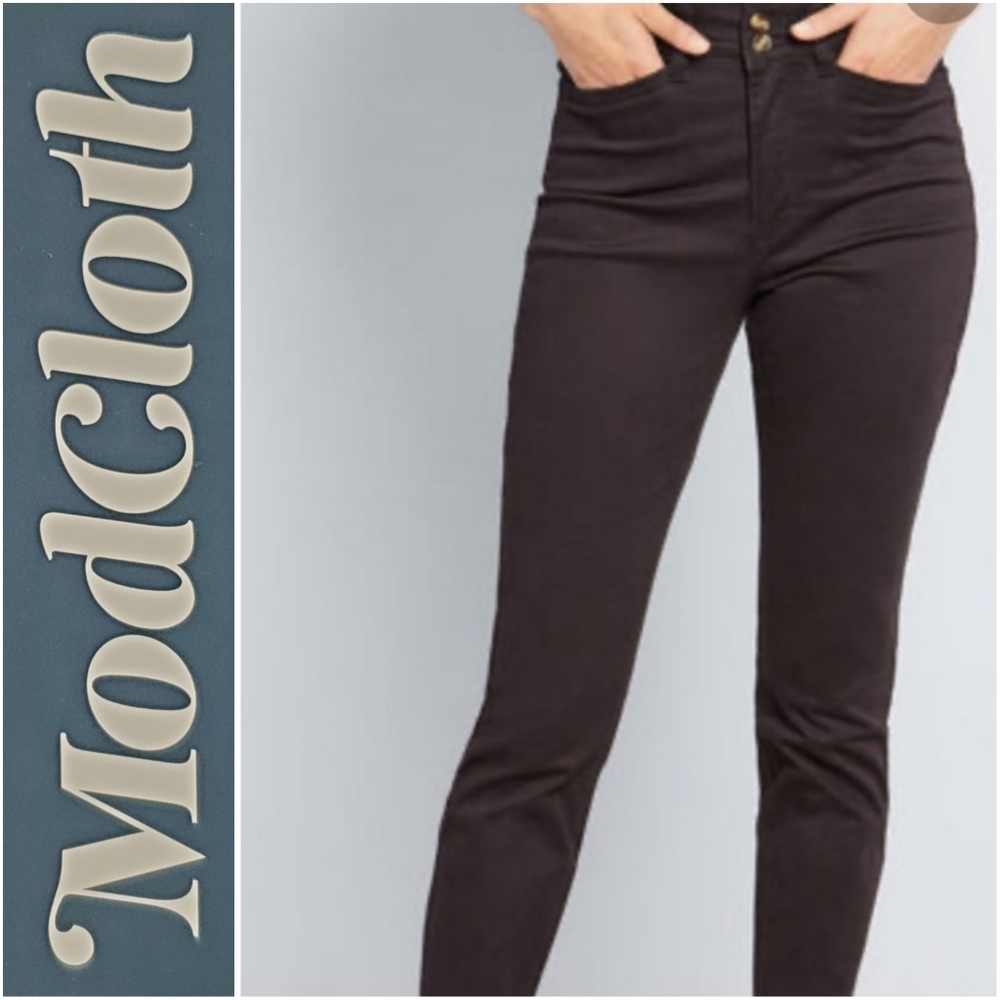 Modcloth Everyday Ambitions Black High Rise Skinny Pants Size 12